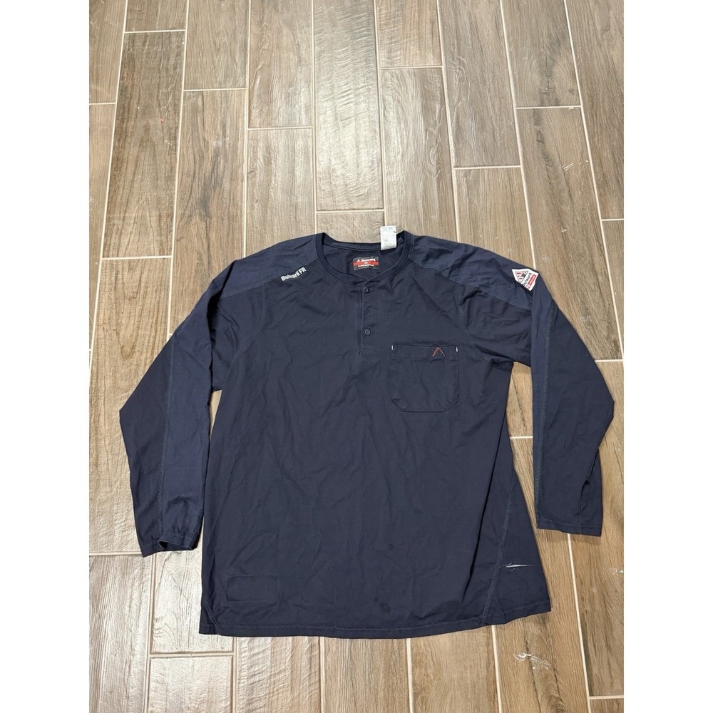 Bulwark Long Sleeve Henley FR CAT 2 2112 Flame Resistant Shirt Large Navy XL